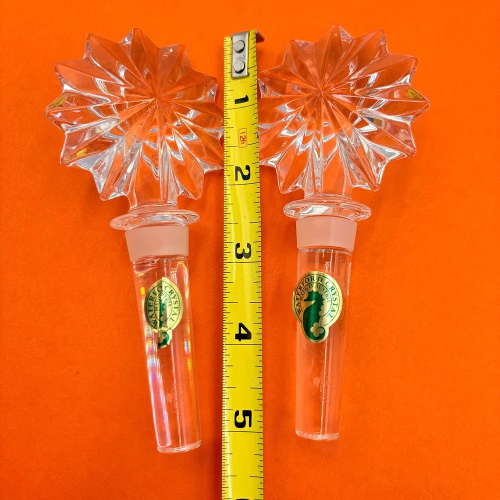 Waterford Crystal Sunburst Wine Bottle Stoppers Set of 2 Austria Star‎ NWOB